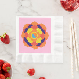 Kleurrijke Lotus Bloem Yin & Yang Mandala Servet