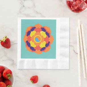 Kleurrijke Lotus Bloem Yin & Yang Mandala    Servet