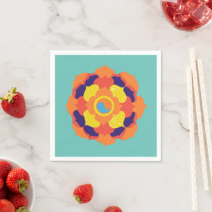Kleurrijke Lotus Bloem Yin & Yang Mandala Servet