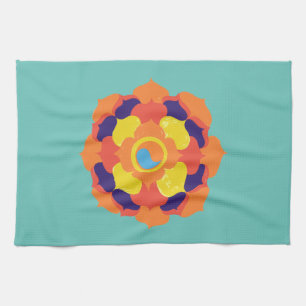 Kleurrijke Lotus Bloem Yin & Yang Mandala Theedoek