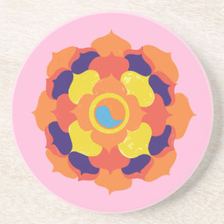 Kleurrijke Lotus Bloem Yin & Yang Mandala Zandsteen Onderzetter