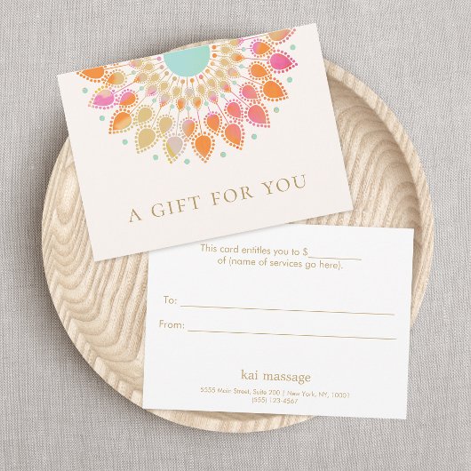 Kleurrijke Lotus Floral Spa Cadeaubon Kaart