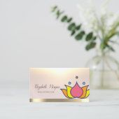 Kleurrijke Lotus Gold Yoga Instructeur Visitekaartje (Staand voorkant)