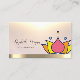 Kleurrijke Lotus Gouden Yoga-instructeur Visitekaartje