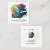 *~* Kleurrijke Lotus Lily Abstracte libel Vierkante Visitekaartje (Voorkant / Achterkant)