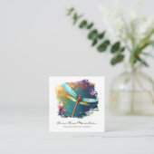 *~* Kleurrijke Lotus Lily Abstracte libel Vierkante Visitekaartje (Staand voorkant)