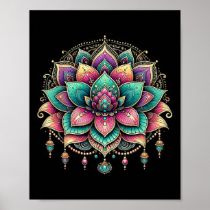 Kleurrijke Lotus Mandala Kunstontwerp Poster