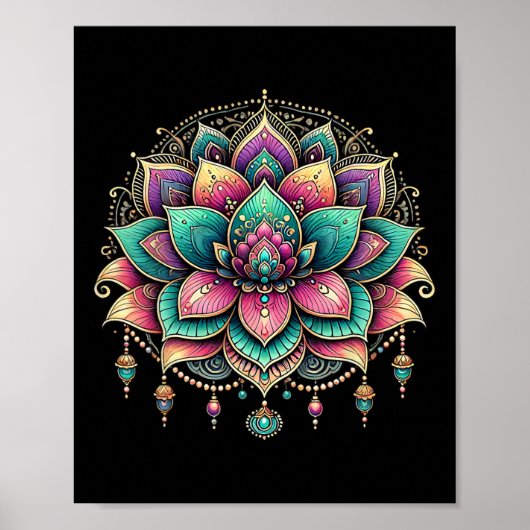 Kleurrijke Lotus Mandala Kunstontwerp Poster (Voorkant)