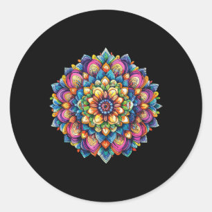Kleurrijke Lotus Mandala Meditatie Bloem Wiel Ronde Sticker