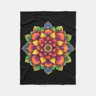Kleurrijke Lotus Mandala Symmetrie Yoga Meditatie Fleece Deken