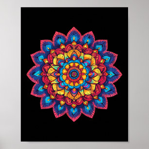 Kleurrijke Lotus Mandala Voor Meditatie  Poster