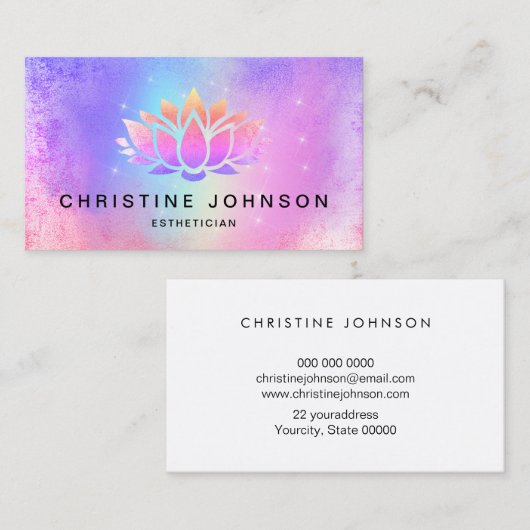 kleurrijke lotusbloem visitekaartje (Voorkant / Achterkant)