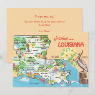 Kleurrijke Louisiana Kaart Bewegende Aankondiging
