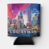 Kleurrijke Louisville Skyline Abstracte kunst Blikjeskoeler (Voorkant)