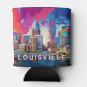 Kleurrijke Louisville Skyline Abstracte kunst Blikjeskoeler (Achterkant)