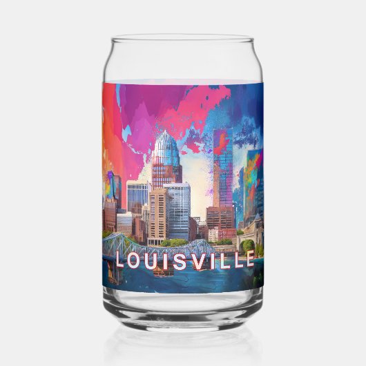 Kleurrijke Louisville Skyline Blikvorm Glas (Achterkant)