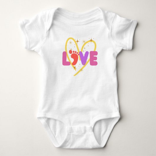 Kleurrijke Love Baby T-Shirt met Hart (Voorkant)
