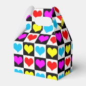 Kleurrijke Love Hearts geometrische blokprint Bedankdoosjes (Achterkant)