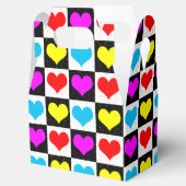 Kleurrijke Love Hearts geometrische blokprint Bedankdoosjes (Geopend)