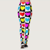 Kleurrijke Love Hearts geometrische blokprint Leggings (Achterkant)
