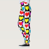 Kleurrijke Love Hearts geometrische blokprint Leggings (Links)