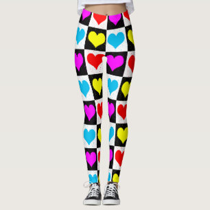 Kleurrijke Love Hearts geometrische blokprint Leggings