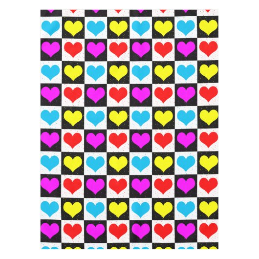 Kleurrijke Love Hearts geometrische blokprint Tafelkleed (Voorkant)