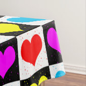 Kleurrijke Love Hearts geometrische blokprint Tafelkleed (Voorbeeld)