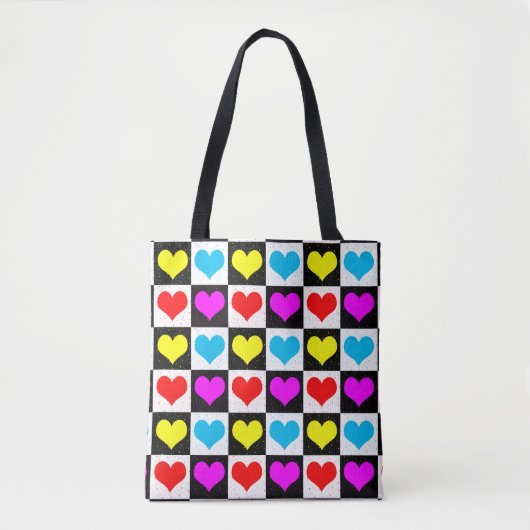 Kleurrijke Love Hearts geometrische blokprint Tote Bag (Voorkant)