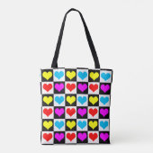 Kleurrijke Love Hearts geometrische blokprint Tote Bag (Achterkant)