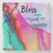 Kleurrijke Love & Laughter Onderzetter (Voorkant)