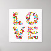 Kleurrijke LOVE Lente Bloemen Whimsical kinderkame Canvas Afdruk (Voorkant)