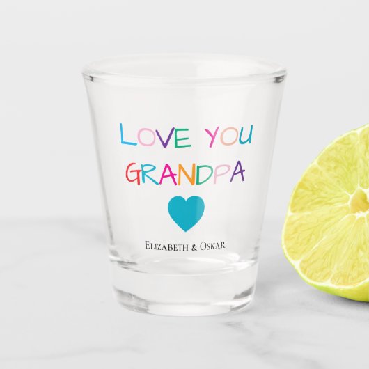 Kleurrijke "Love You Grandpa" - Fun & Heartfelt Shot Glas (Voorkant)