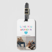 Kleurrijke "Love You Grandpa" tekst en aangepaste  Bagagelabel (Voorkant (verticaal))