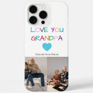 Kleurrijke "Love You Grandpa" tekst en aangepaste  iPhone 16 Pro Max Hoesje