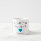 Kleurrijke "Love You Grandpa" tekst en aangepaste Espresso Kop (Voorkant)