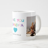 Kleurrijke "Love You Grandpa" tekst en aangepaste Grote Koffiekop (Voorkant rechts)