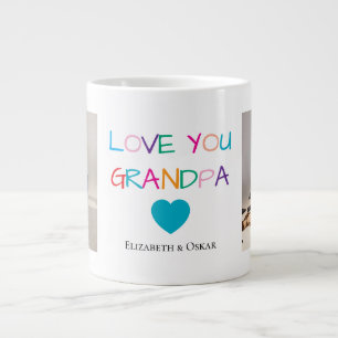 Kleurrijke "Love You Grandpa" tekst en aangepaste  Grote Koffiekop