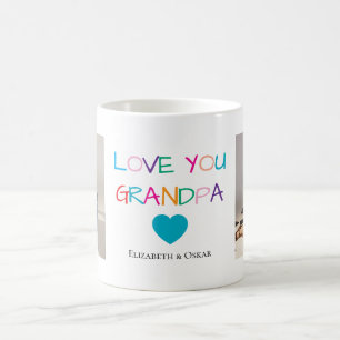 Kleurrijke "Love You Grandpa" tekst en aangepaste Koffiemok