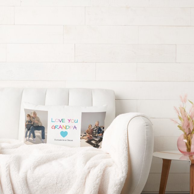 Kleurrijke "Love You Grandpa" tekst en aangepaste  Kussen (Bank)