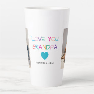 Kleurrijke "Love You Grandpa" tekst en aangepaste Latte Mok