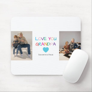 Kleurrijke "Love You Grandpa" tekst en aangepaste  Muismat