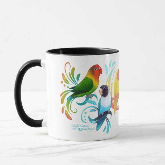 Kleurrijke Lovebirds Groep Mok (Links)