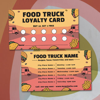 Kleurrijke Loyalty Card voor Voedselwagens Visitekaartje