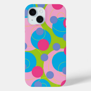 Kleurrijke lRetro Circle Stippen Snoep Roze Funky  iPhone 15 Case