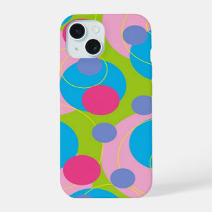 Kleurrijke lRetro Circle Stippen Snoep Roze Funky  iPhone 15 Hoesje