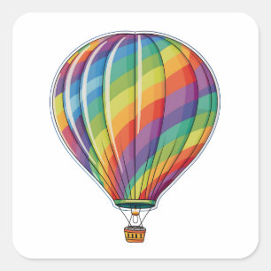 Kleurrijke luchtballon voor regenboogverlichting vierkante sticker