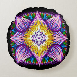 Kleurrijke luchtborstel ontwakend Lotus Mandala Ar Rond Kussen