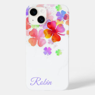 Kleurrijke Lucky Four Leaf Clovers gepersonaliseer Case-Mate iPhone 14 Hoesje