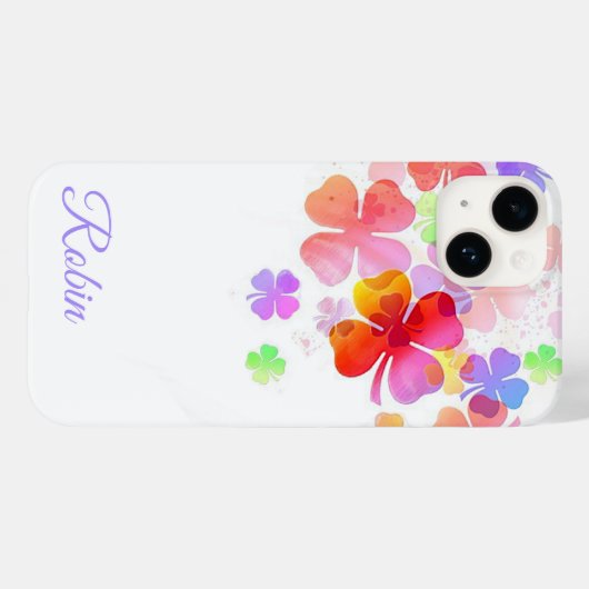 Kleurrijke Lucky Four Leaf Clovers gepersonaliseer Case-Mate iPhone Case (Achterkant (horizontaal))